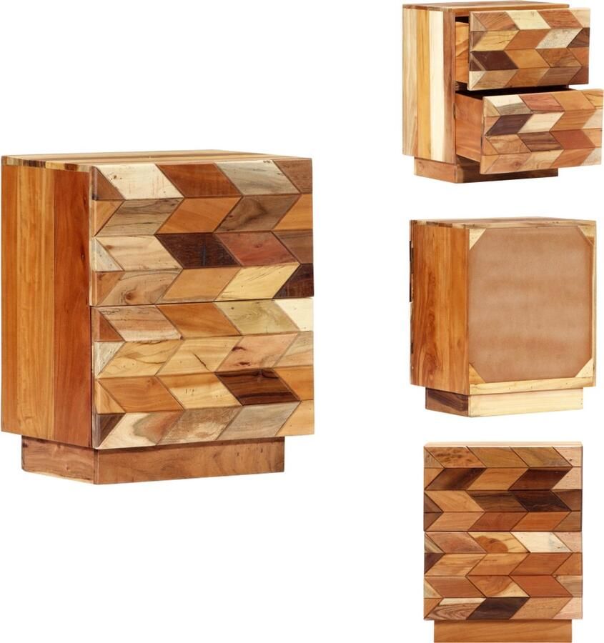 VidaXL Nachtkastje Nachtkastjes Slaapkamerkast Slaapkamerkasten Nachtkastje 40x30x50 cm massief gerecycled hout - Foto 2