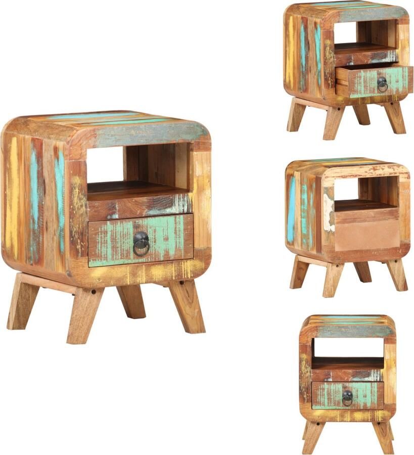 VidaXL Nachtkastje Nachtkastjes Slaapkamerkastje Slaapkamerkastjes Nachtkastje 30x30x41 cm massief gerecycled hout