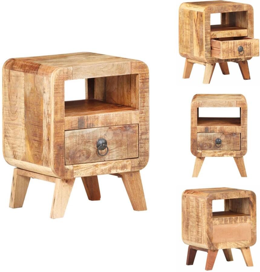 VidaXL Nachtkastje Nachtkastjes Slaapkamerkastje Slaapkamerkastjes Nachtkastje 30x30x41 cm ruw mangohout