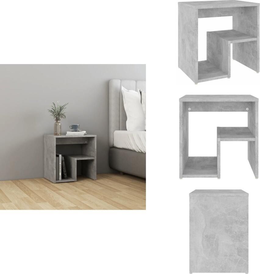 VidaXL Nachtkastje Nachtkastjes Slaapkamerkastje Slaapkamerkastjes Nachtkastje 40x30x40 cm bewerkt hout betongrijs