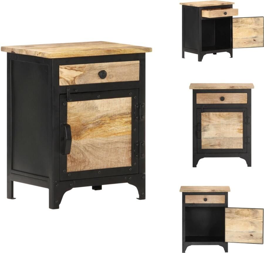 VidaXL Nachtkastje Nachtkastjes Slaapkamerkastje Slaapkamerkastjes Nachtkastje 40x30x50 cm massief mangohout