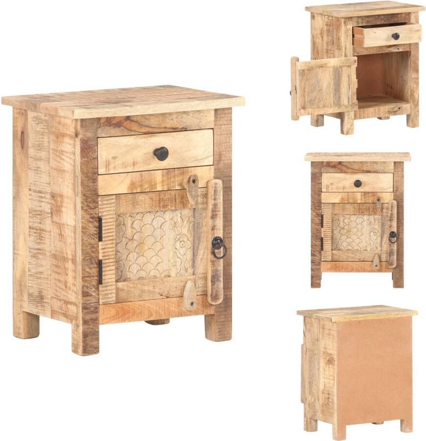 VidaXL Nachtkastje Nachtkastjes Slaapkamerkastje Slaapkamerkastjes Nachtkastje 40x30x50 cm ruw mangohout