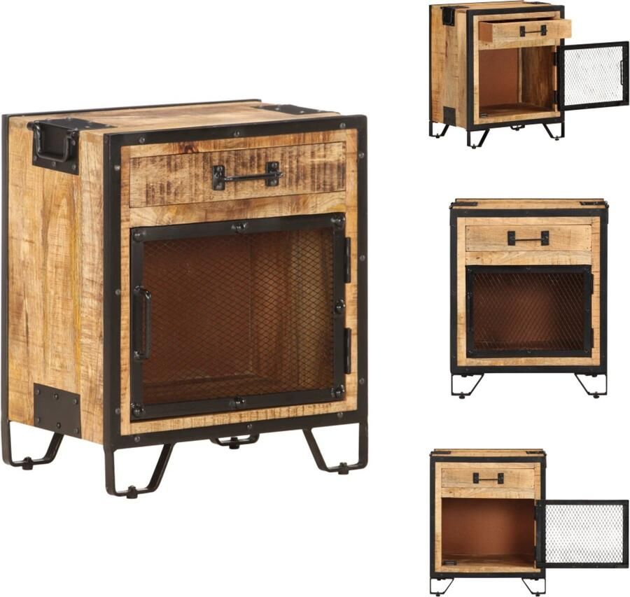 VidaXL Nachtkastje Nachtkastjes Slaapkamerkastje Slaapkamerkastjes Nachtkastje 43x30x51 cm massief ruw mangohout