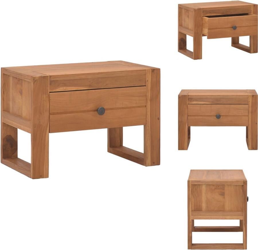 VidaXL Nachtkastje Nachtkastjes Slaapkamerkastje Slaapkamerkastjes Nachtkastje 50x30x35 cm massief teakhout