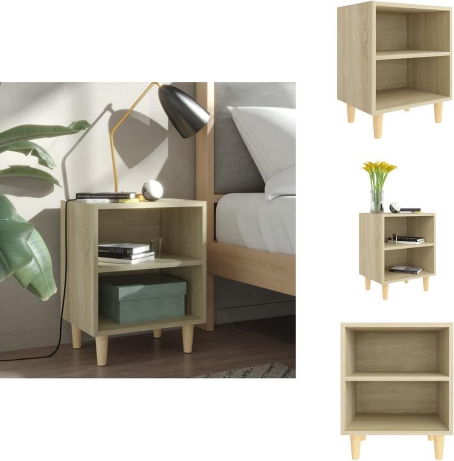 VidaXL Nachtkastje Nachtkastjes Slaapkamerkastje Slaapkamerkastjes Nachtkastje met houten poten 40x30x50 cm sonoma eikenkleurig