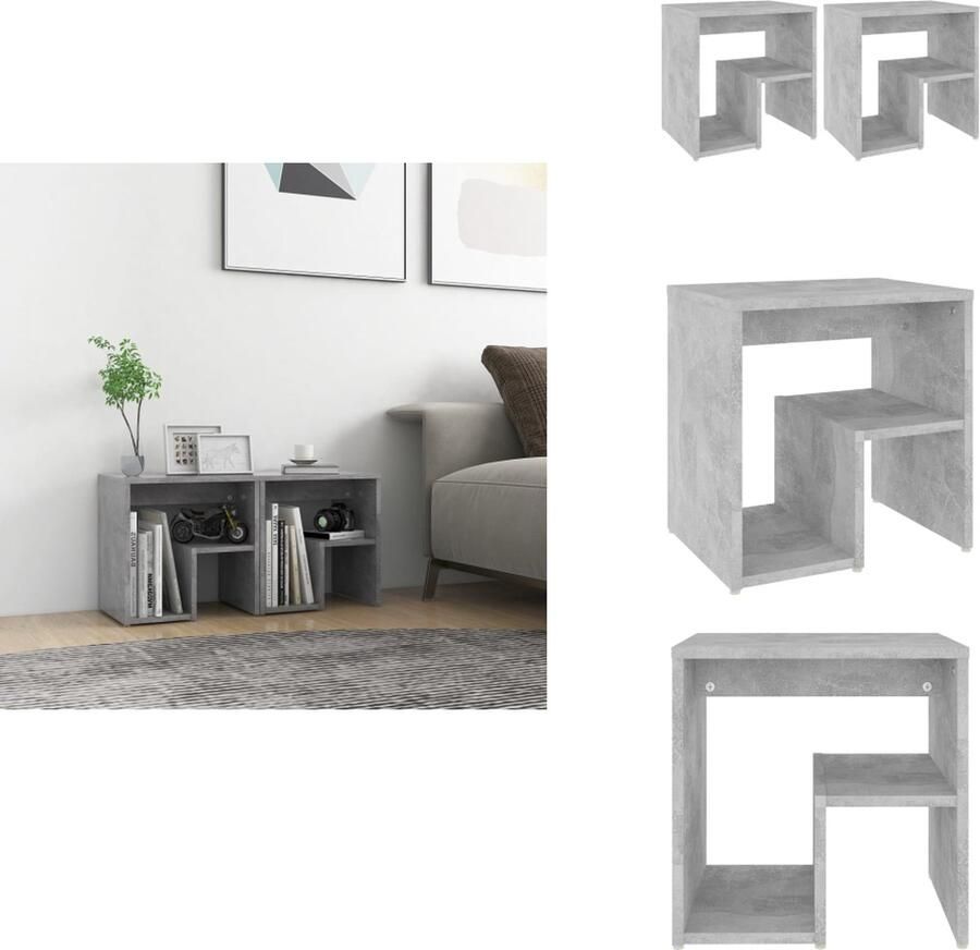 VidaXL Nachtkastje Nachtkastjes Slaapkamerkastje Slaapkamerkastjes Nachtkastjes 2 st 40x30x40 cm bewerkt hout betongrijs