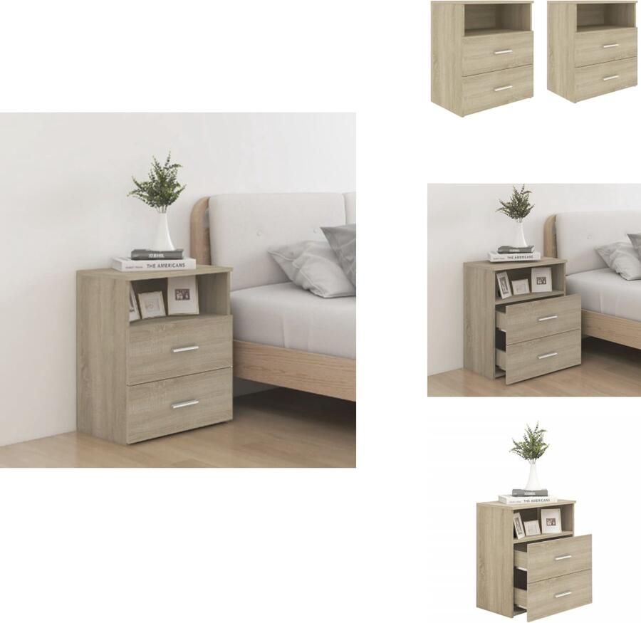 VidaXL Nachtkastje Nachtkastjes Slaapkamerkastje Slaapkamerkastjes Nachtkastjes 2 st 50x32x60 cm sonoma eikenkleurig