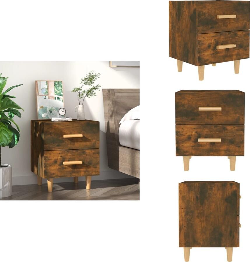 VidaXL Nachtkastje Nachtkastjes Slaapkamerkastje Slaapkamertafeltje Nachtkastje 40x35x47 5 cm gerookt eikenkleurig