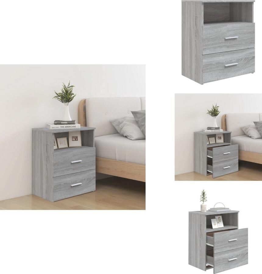 VidaXL Nachtkastje Nachtkastjes Slaapkamerkastje Slaapkamertafeltje Nachtkastje 50x32x60 cm grijs sonoma eikenkleurig