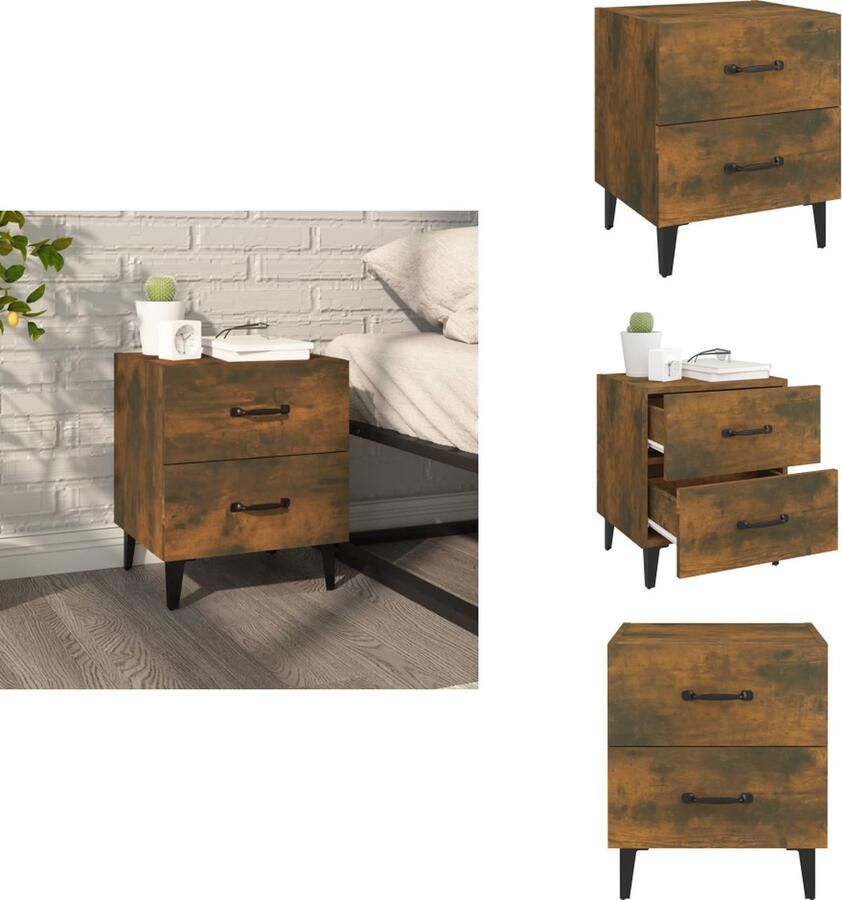 VidaXL Nachtkastje Nachtkastjes Telefoonkast Slaapkamerkast Nachtkastje 40x35x47-5 cm gerookt eikenkleurig