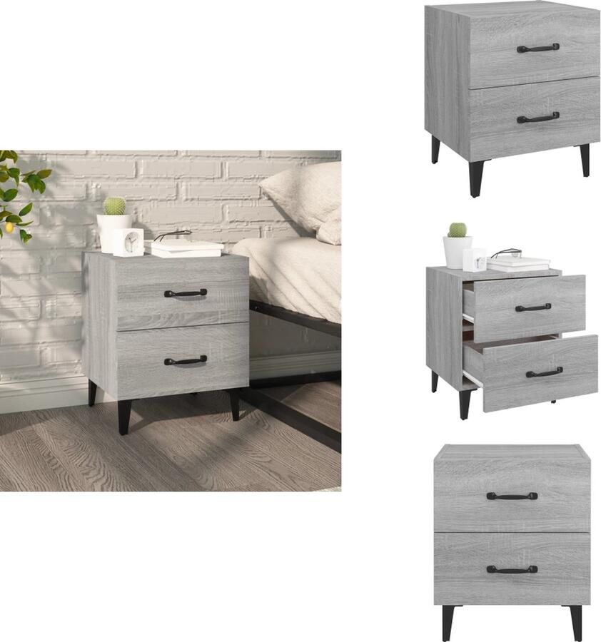 VidaXL Nachtkastje Nachtkastjes Telefoonkast Slaapkamerkast Nachtkastje 40x35x47-5 cm grijs sonoma eikenkleurig