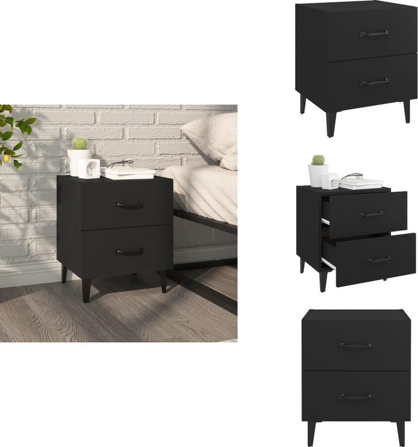 VidaXL Nachtkastje Nachtkastjes Telefoonkast Slaapkamerkast Nachtkastje 40x35x47 5 cm zwart