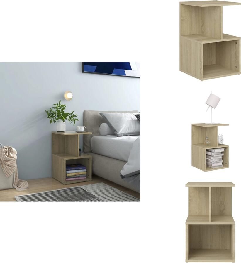 VidaXL Nachtkastje Nachtkastjes Telefoonkast Telefoonkasten Nachtkastje 35x35x55 cm bewerkt hout sonoma eikenkleurig