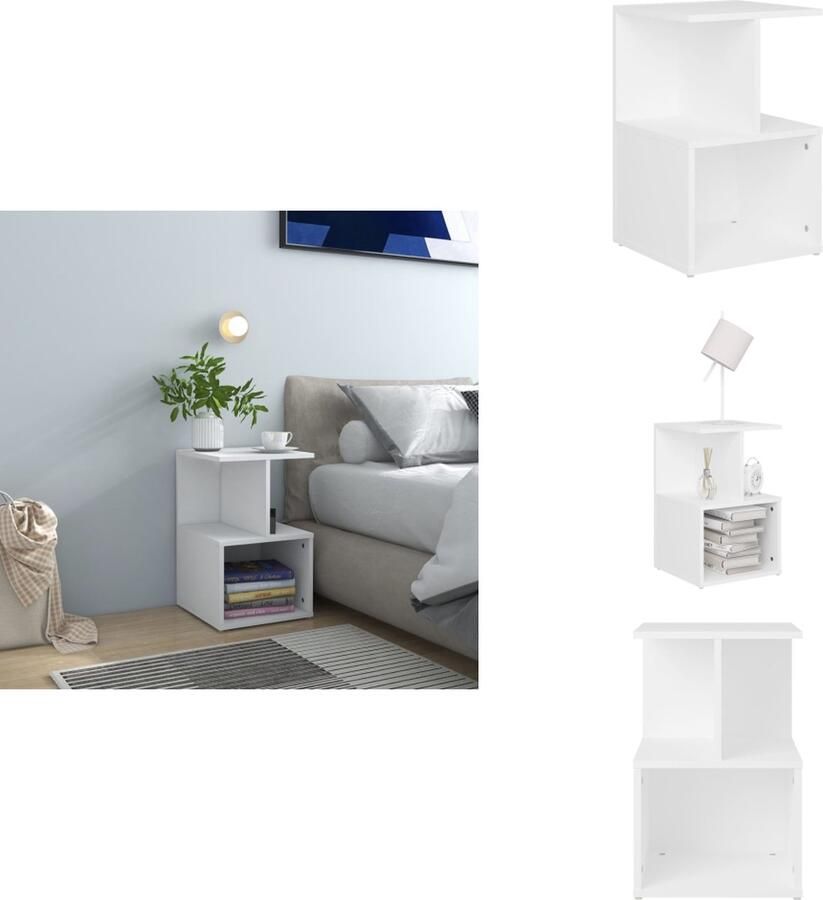 VidaXL Nachtkastje Nachtkastjes Telefoonkast Telefoonkasten Nachtkastje 35x35x55 cm spaanplaat wit