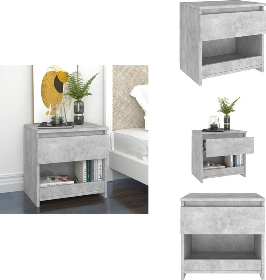 VidaXL Nachtkastje Nachtkastjes Telefoonkast Telefoonkasten Nachtkastje 40x30x39 cm bewerkt hout betongrijs - Foto 2