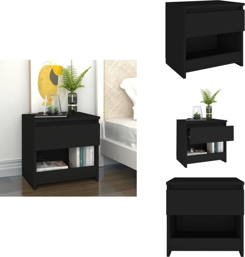 VidaXL Nachtkastje Nachtkastjes Telefoonkast Telefoonkasten Nachtkastje 40x30x39 cm bewerkt hout zwart - Foto 2