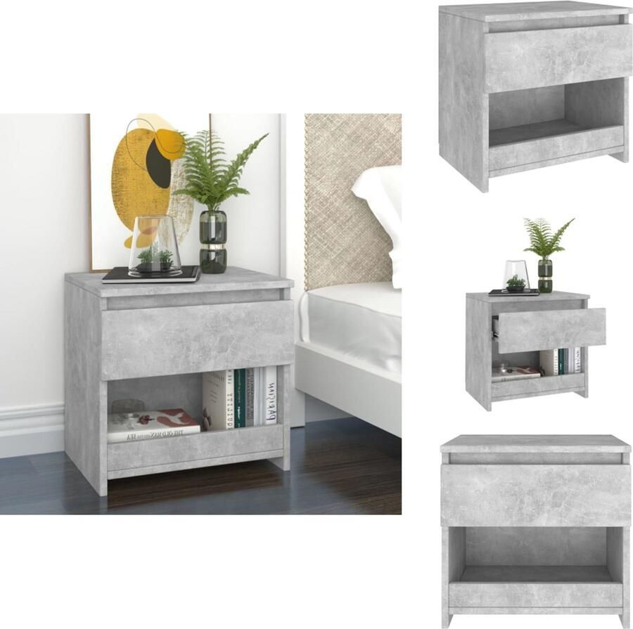 VidaXL Nachtkastje Nachtkastjes Telefoonkast Telefoonkasten Nachtkastje 40x30x39 cm bewerkt hout betongrijs