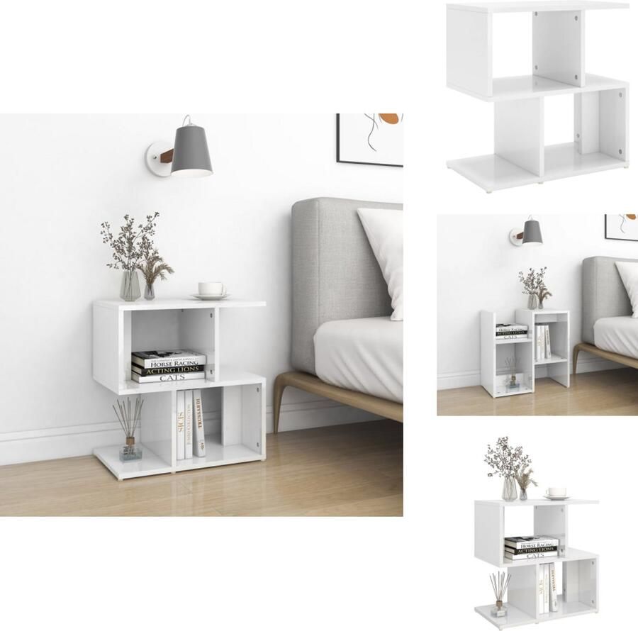 VidaXL Nachtkastje Nachtkastjes Telefoonkast Telefoonkasten Nachtkastje 50x30x51 5 cm bewerkt hout hoogglans wit