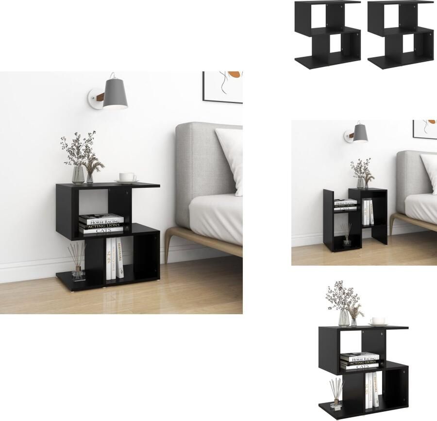 VidaXL Nachtkastje Nachtkastjes Telefoonkast Telefoonkasten Nachtkastjes 2 st 50x30x51 5 cm bewerkt hout zwart