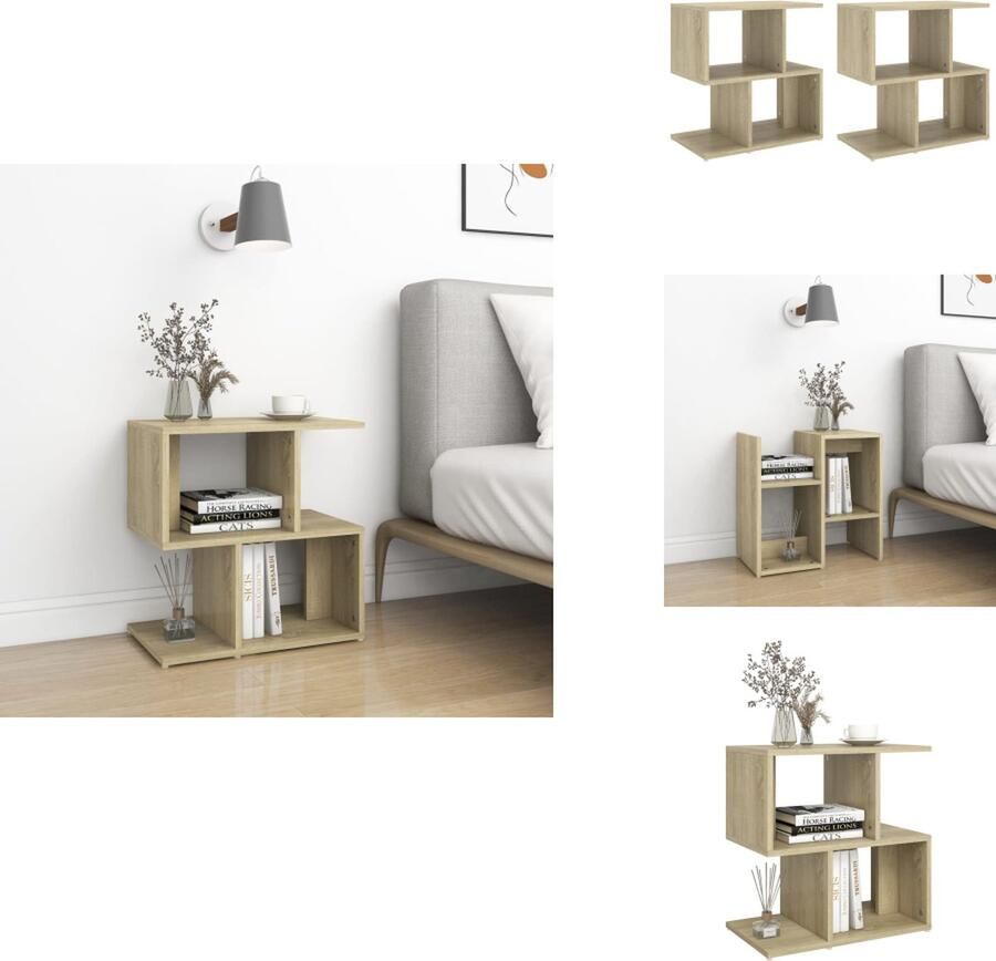 VidaXL Nachtkastje Nachtkastjes Telefoonkast Telefoonkasten Nachtkastjes 2 st 50x30x51 5 cm bewerkt hout sonoma eikenkleur