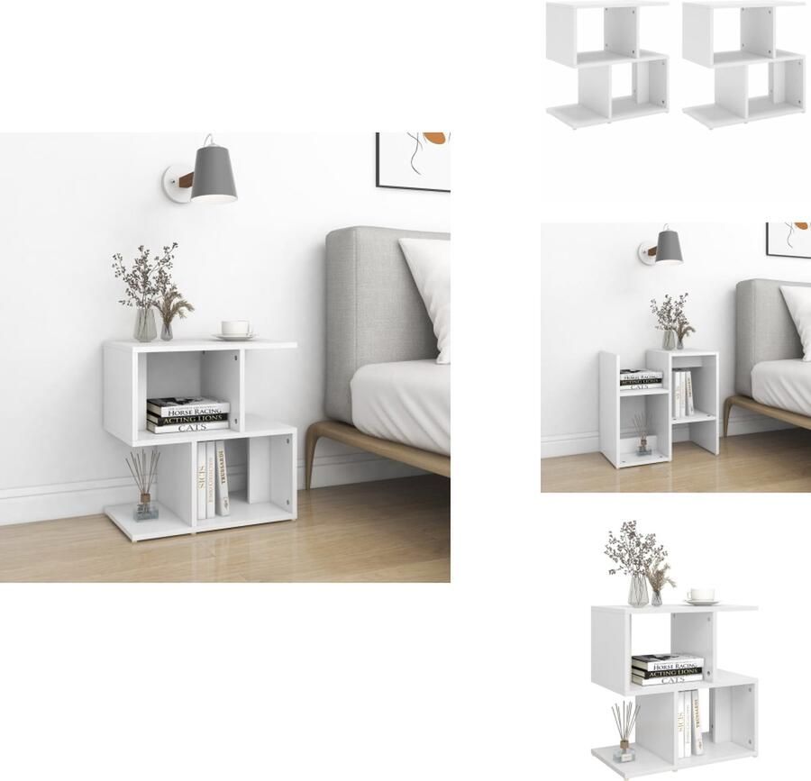 VidaXL Nachtkastje Nachtkastjes Telefoonkast Telefoonkasten Nachtkastjes 2 st 50x30x51 5 cm bewerkt hout wit