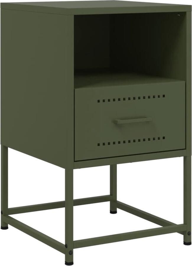 VidaXL Nachtkastje Olijfgroen Staal 36x39x60 5 cm Nachtkastje Nachtkastjes Bijzettafel Wandkastje
