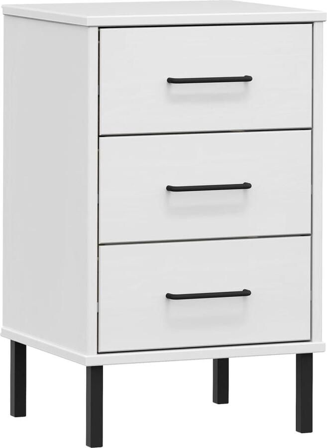 VidaXL Nachtkastje OSLO Wit Massief Grenenhout Nachtkastje Nachtkast Industrieel Meubel Houten Nachtkast Grenenhouten Kast Slaapkamerinrichting Opbergkast Dressoir