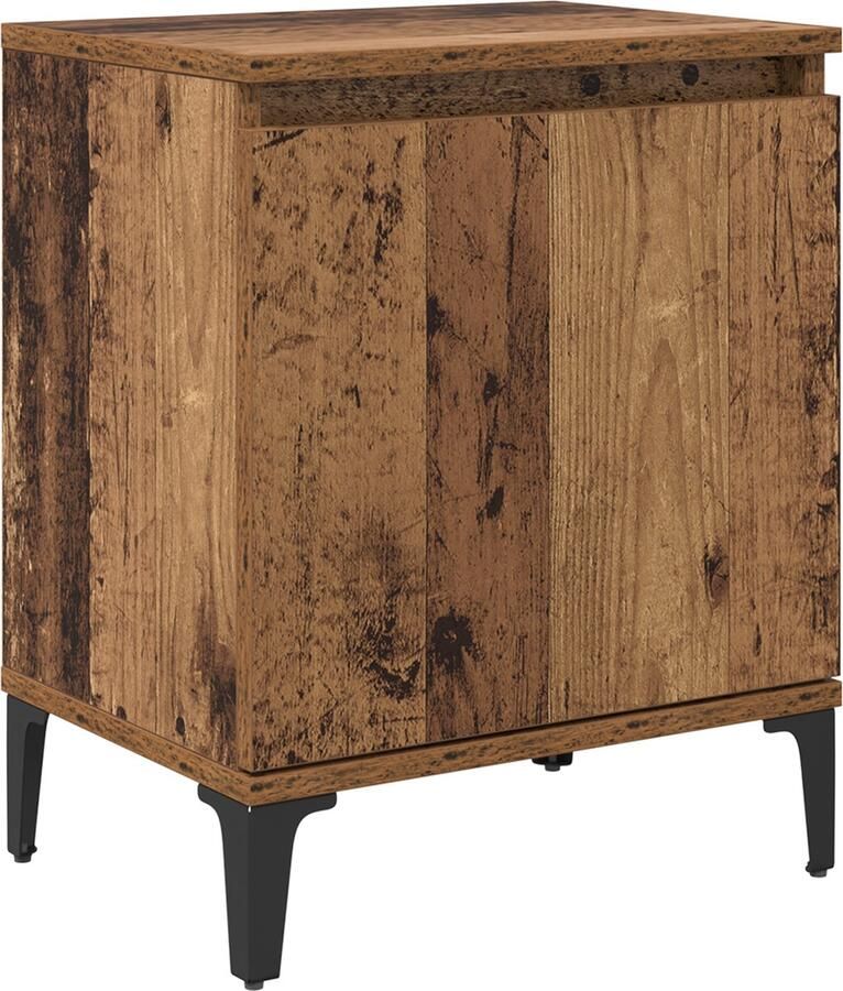 VidaXL Oude Houten Nachtkastje Oude hout Massief hout metaal