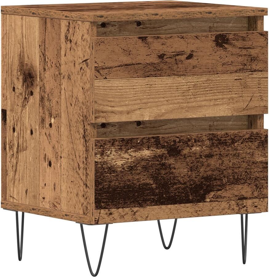 VidaXL Nachtkastje Oud Hout Massief Gerecycled Hout Compact Nachtkastje