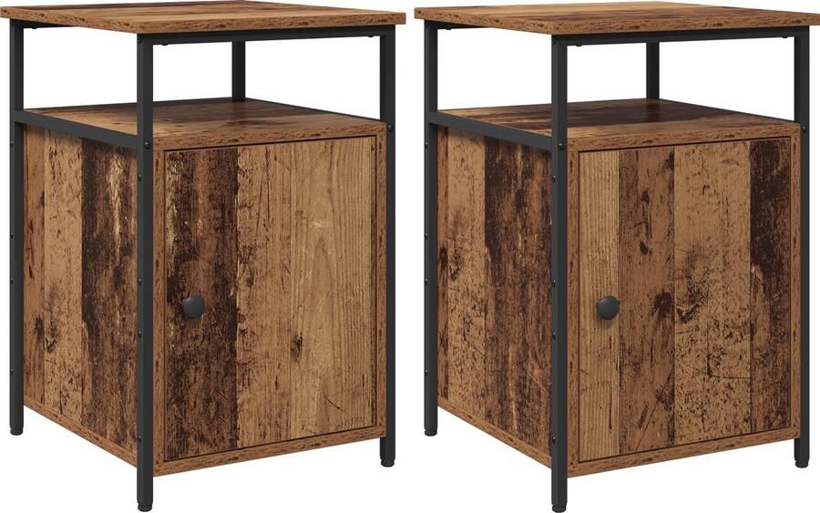 VidaXL Nachtkastje 2 pcs Oud hout Bewerkt hout