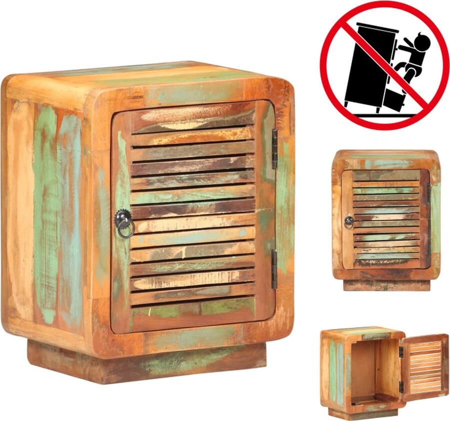 VidaXL Nachtkastje Rustiek Gerecycled Hout 40x30x50 cm Meerkleurige Afwerking Kast