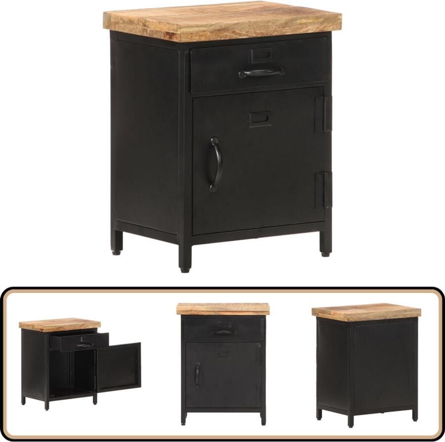 VidaXL -Nachtkastje-40x30x52-cm-ruw-mangohout