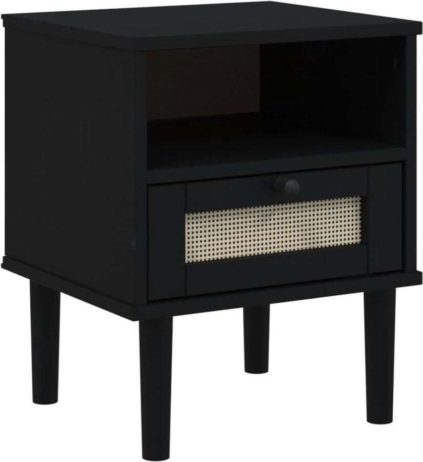 VidaXL -Nachtkastje-SENJA-rattan-look-40x35x48-cm-grenenhout-zwart - Foto 2