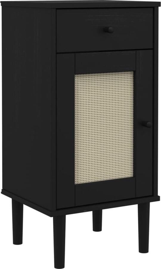 VidaXL -Nachtkastje-SENJA-rattan-look-40x35x80-cm-grenenhout-zwart - Foto 2