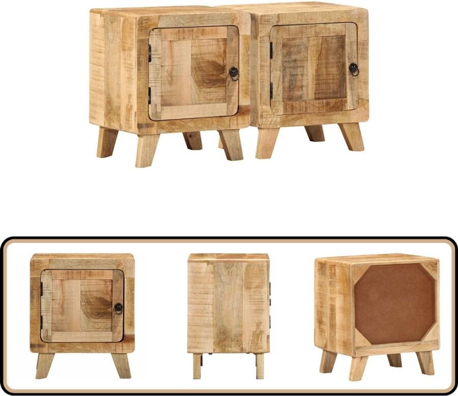 VidaXL Nachtkastje Set van 2 40x32x46 cm Mangohout Nachtkastje Nachtkastjes Nachtkastje