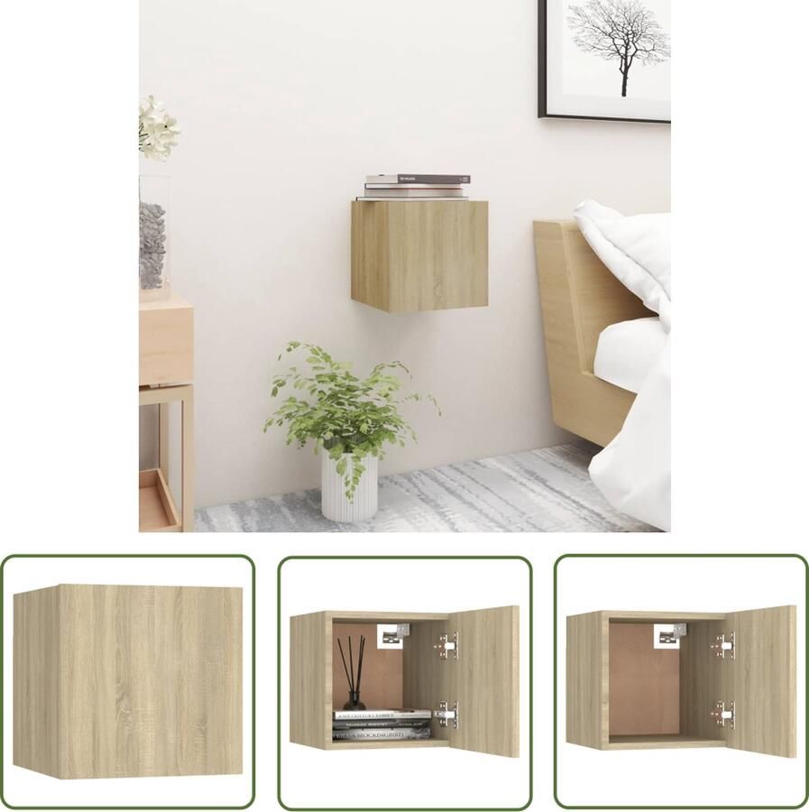 The Living Store Nachtkastje 30 5x30x30 cm spaanplaat sonoma eikenkleurig Slaapkamermeubel Nachtkastje Houten Meubilair Salontafel Spaanplaat - Foto 2