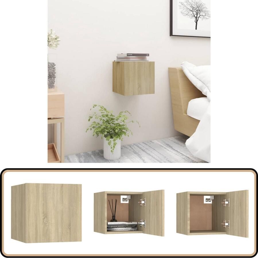 VidaXL Nachtkastje Sonoma Eiken 30 5x30x30 cm Slaapkamermeubels Nachtkastje Houten Meubelen Spaanplaat Sonomaeik