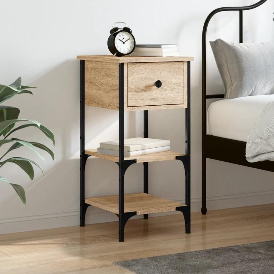 VidaXL Nachtkastje Sonoma eiken 34x36x70 cm Nachtkastje Kastje Houten Kast Sonoma Eiken Bruine Kast Bedroom Furniture Living Room Furniture Side Table - Foto 2