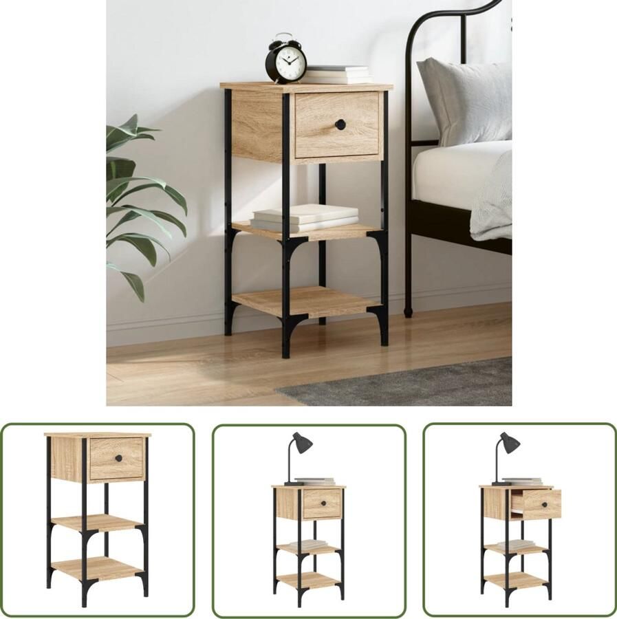 VidaXL Nachtkastje Sonoma eiken 34x36x70 cm Nachtkastje Kastje Houten Kast Sonoma Eiken Bruine Kast Bedroom Furniture Living Room Furniture Side Table
