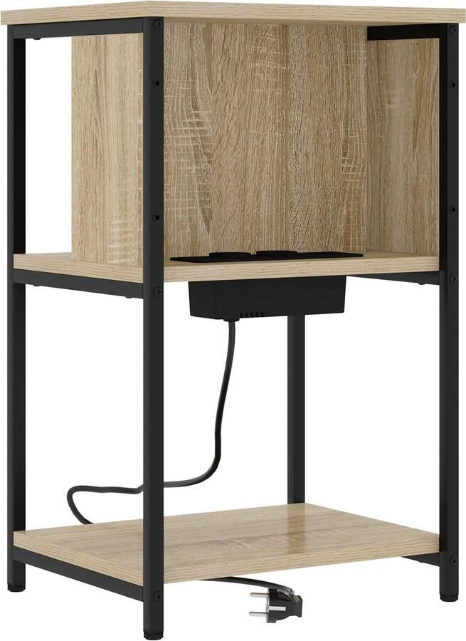 VidaXL Nachtkastje Sonoma eiken 38 x 31 x 61 cm Bewerkt hout