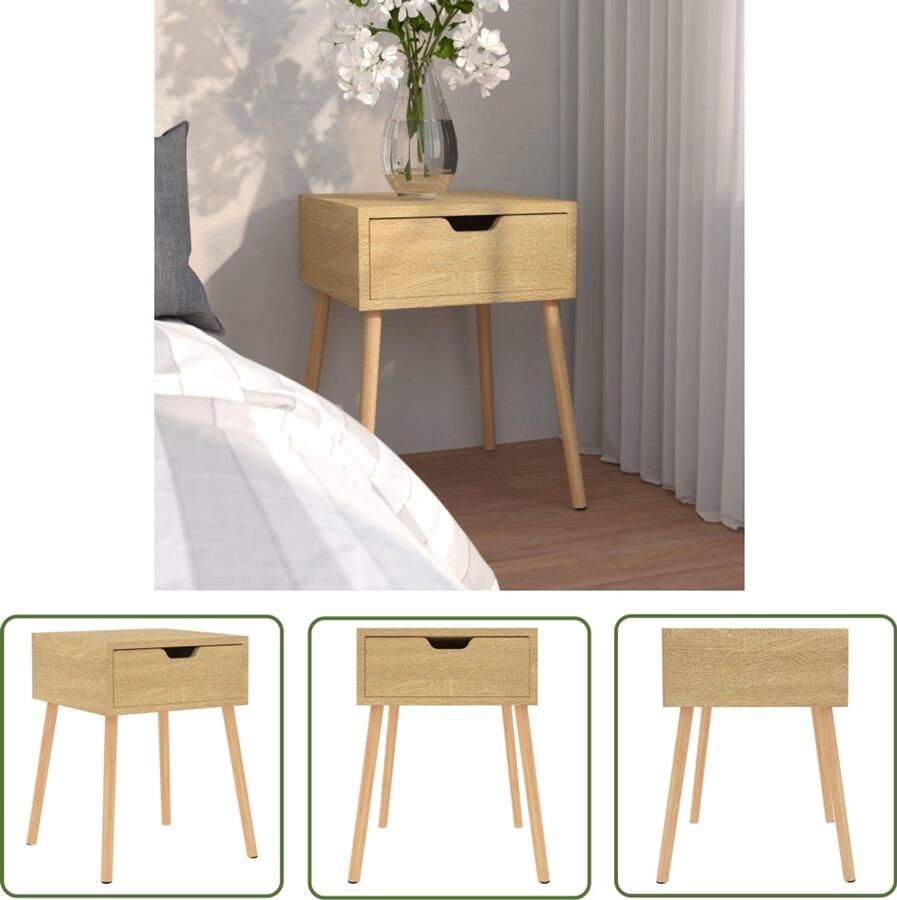 VidaXL Nachtkastje 40x40x56 cm bewerkt hout sonoma eikenkleurig Nachtkastje Nachtkastjes Nachtkast Nachtkasten