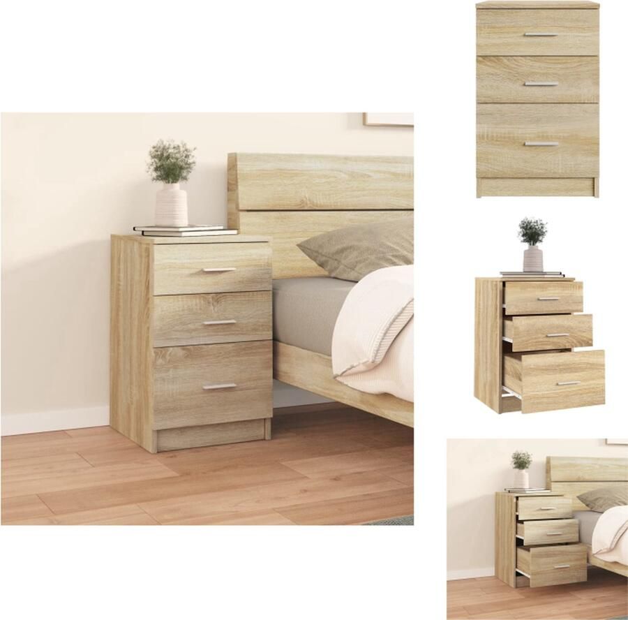 VidaXL Nachtkastje Sonoma eiken 40x40x63cm Praktisch en tijdloos Kast