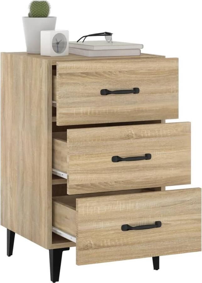 VidaXL Nachtkastje Sonoma Eiken 40x40x66 cm Nachtkastje Kastje Slaapkamermeubel Houten Meubel Sonoma Eiken
