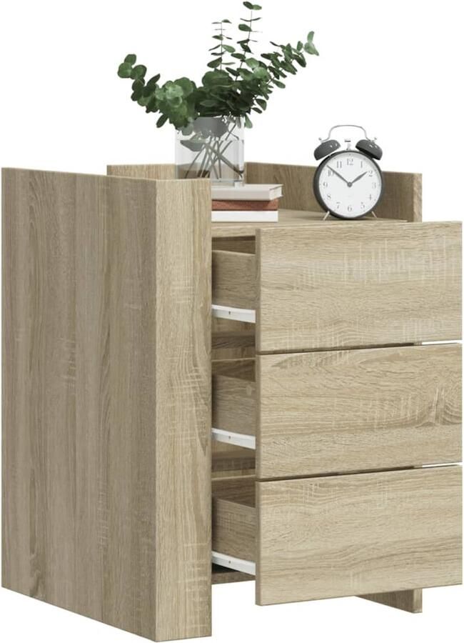 VidaXL Nachtkastje Sonoma Eiken 45x50x65 cm Nachtkastje Kastje Slaapkamermeubel Houten Meubel Bruine Meubels