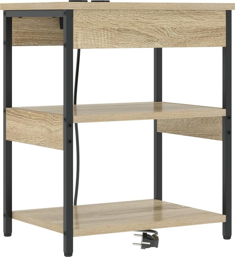 VidaXL Nachtkastje Sonoma eiken 41 x 31 x 51 cm Bewerkt hout