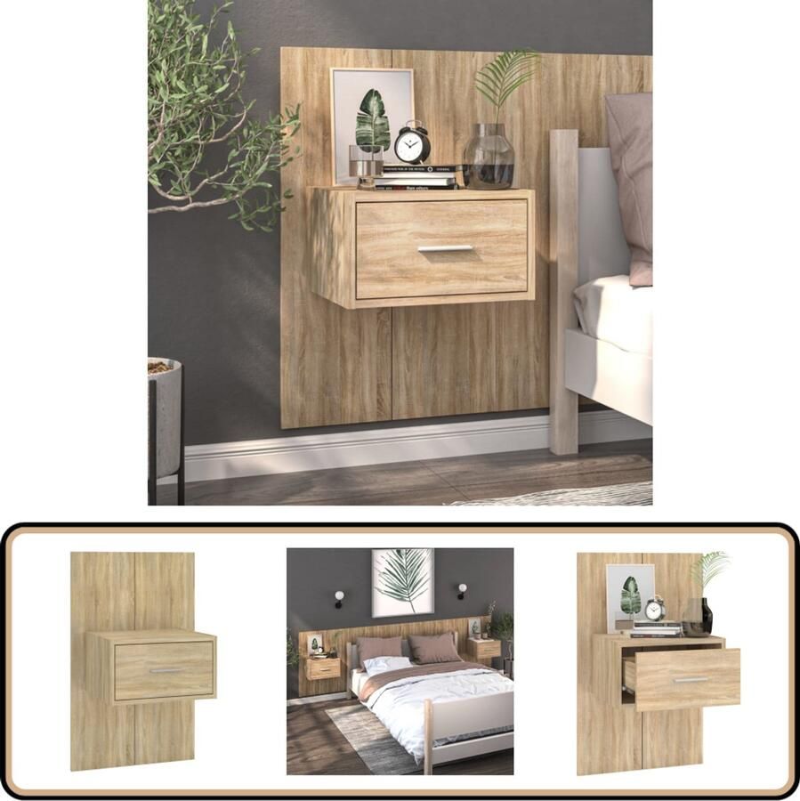 VidaXL Nachtkastje Sonoma Eiken Wandgemonteerd Wandlamp Nachtlamp Bergruimte Slaapkamersdecoratie Houten Meubels
