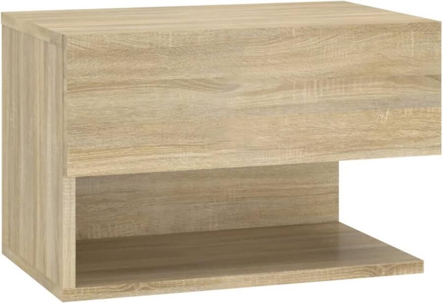 VidaXL Nachtkastje Sonoma Eiken Wandgemonteerd Wandlamp Nachtlamp Wanddecoratie Slaapkamervloerplan Slaapkamerstijlen Houten Meubels Minimalistische Kamer