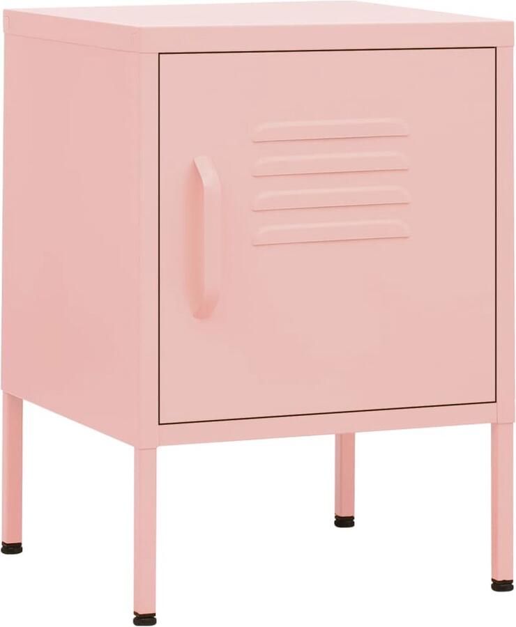 VidaXL Nachtkastje Staal 35x35x51 cm Roze Nachtkastje Bedkastje Rozenkleurig Metalen Kast Industrieel Design Staalkast Salonmeubel Slaapkamersfeer