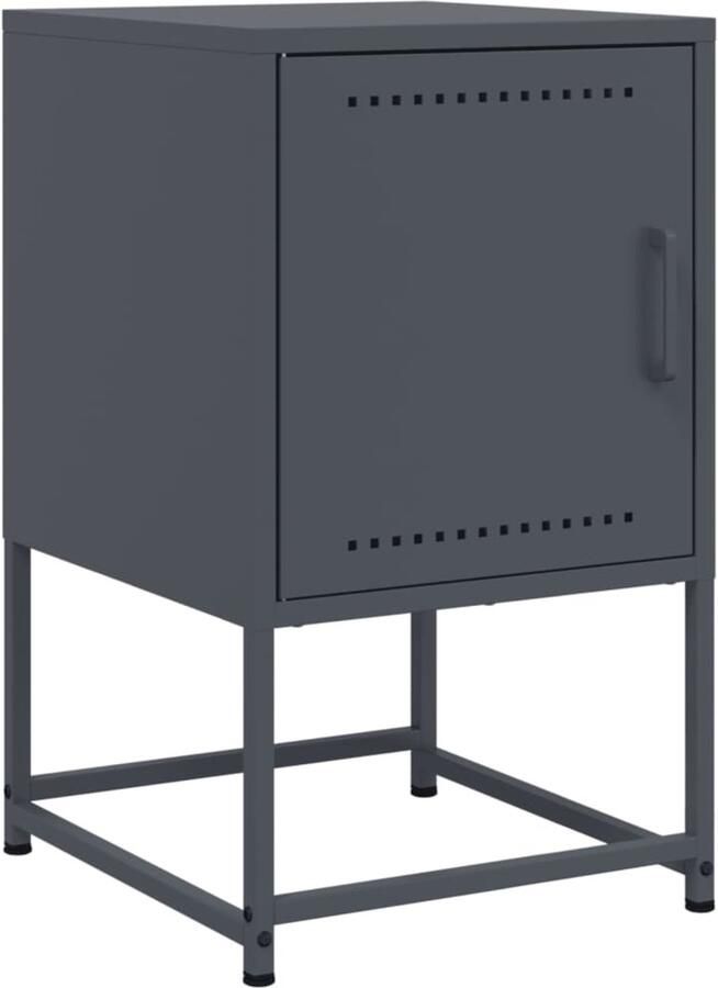 The Living Store Nachtkastje 36x39x60 5 cm staal antracietkleurig Nachtkastje Industrieel Staal Antraciet Salontafel - Foto 2