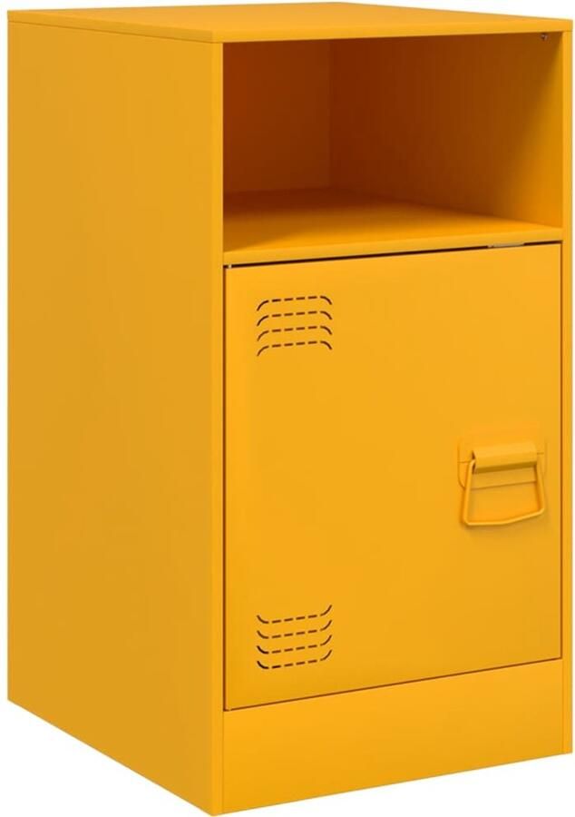 The Living Store Nachtkastje 34 5x39x62 cm staal mosterdgeel Nachtkastje Mustard Geel Staal Koudgewalst Staal Opbergkast - Foto 2